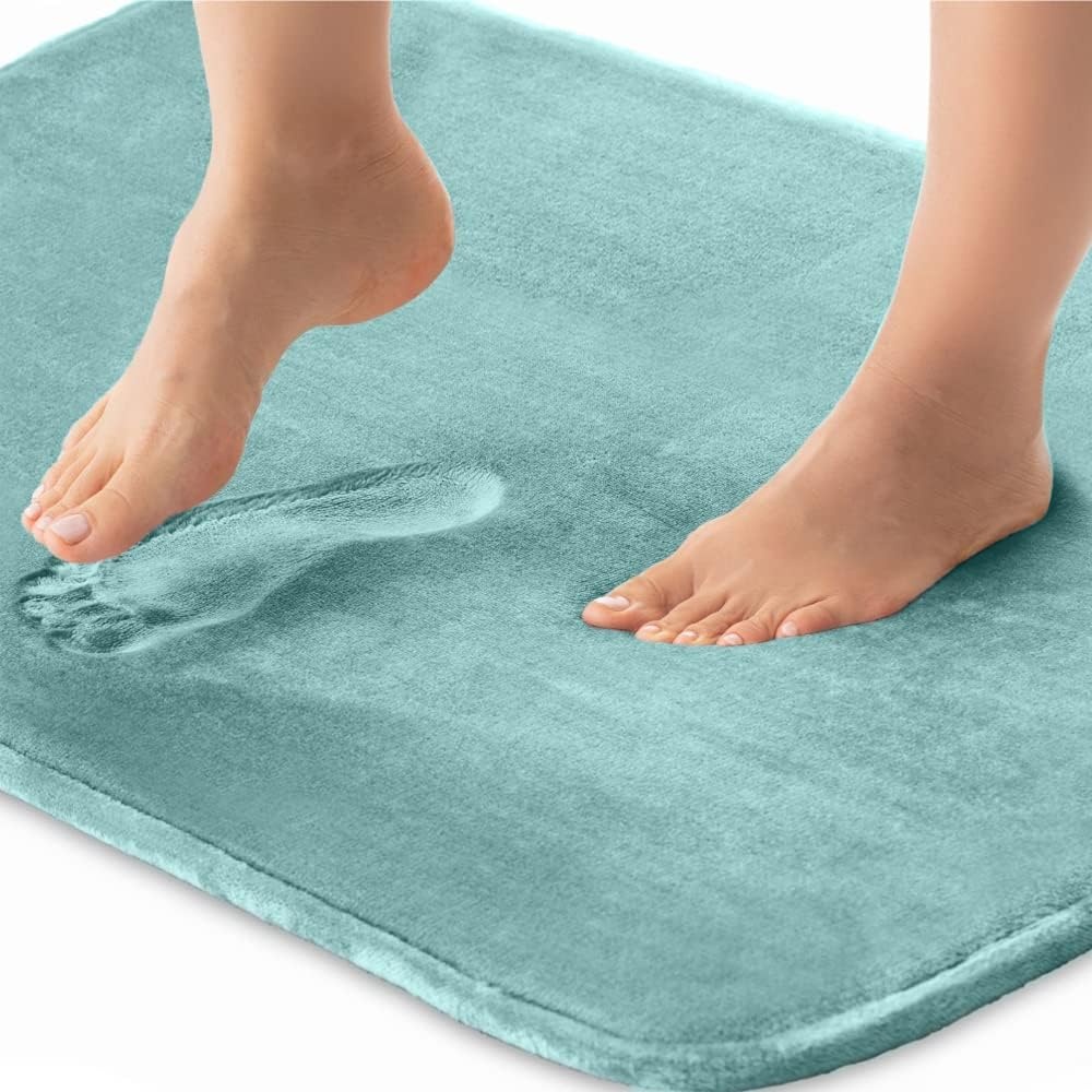 image:imageGORILLA GRIP Thick Memory Foam Toilet Rug for Bathroom U Shaped Washable Soft Absorbent Velvet Topside Floor Mats Machine Wash Cushioned Luxury Rugs for Bath Room 225x195 Graphite GraySeablue