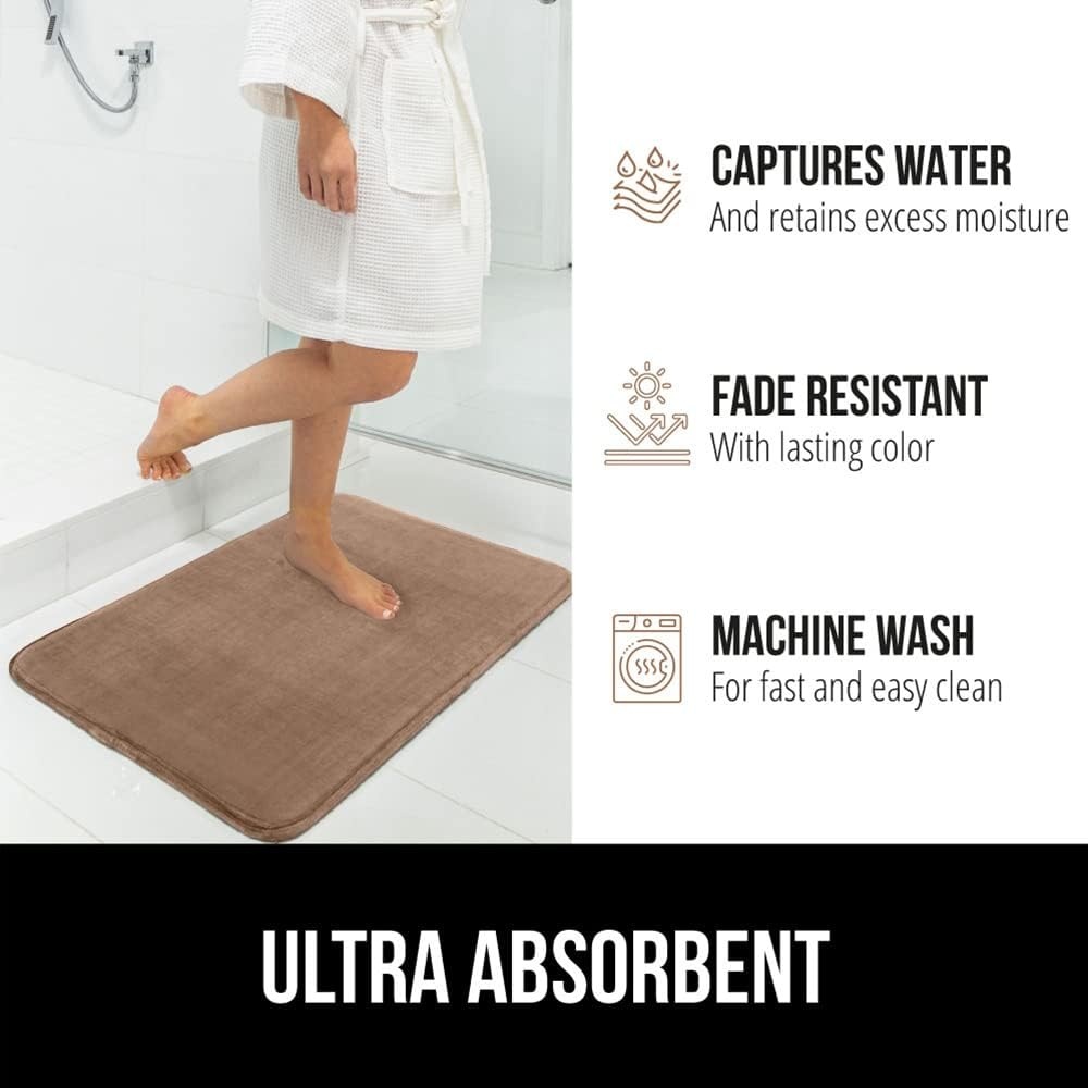 image:imageGORILLA GRIP Thick Memory Foam Toilet Rug for Bathroom U Shaped Washable Soft Absorbent Velvet Topside Floor Mats Machine Wash Cushioned Luxury Rugs for Bath Room 225x195 Graphite GrayTaupe