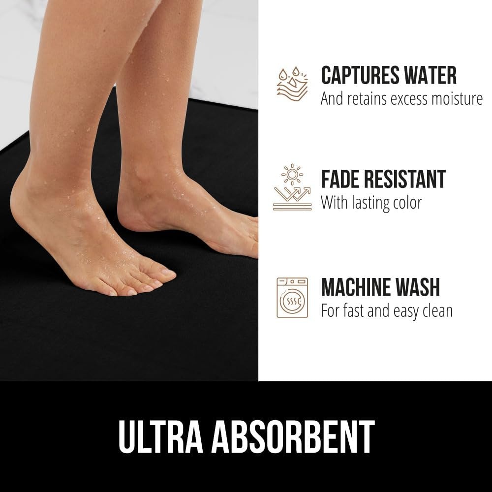 image:imageGORILLA GRIP Thick Memory Foam Toilet Rug for Bathroom U Shaped Washable Soft Absorbent Velvet Topside Floor Mats Machine Wash Cushioned Luxury Rugs for Bath Room 225x195 Graphite GrayBlack