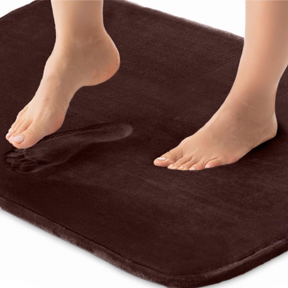 image:imageGORILLA GRIP Thick Memory Foam Toilet Rug for Bathroom U Shaped Washable Soft Absorbent Velvet Topside Floor Mats Machine Wash Cushioned Luxury Rugs for Bath Room 225x195 Graphite GrayBrown
