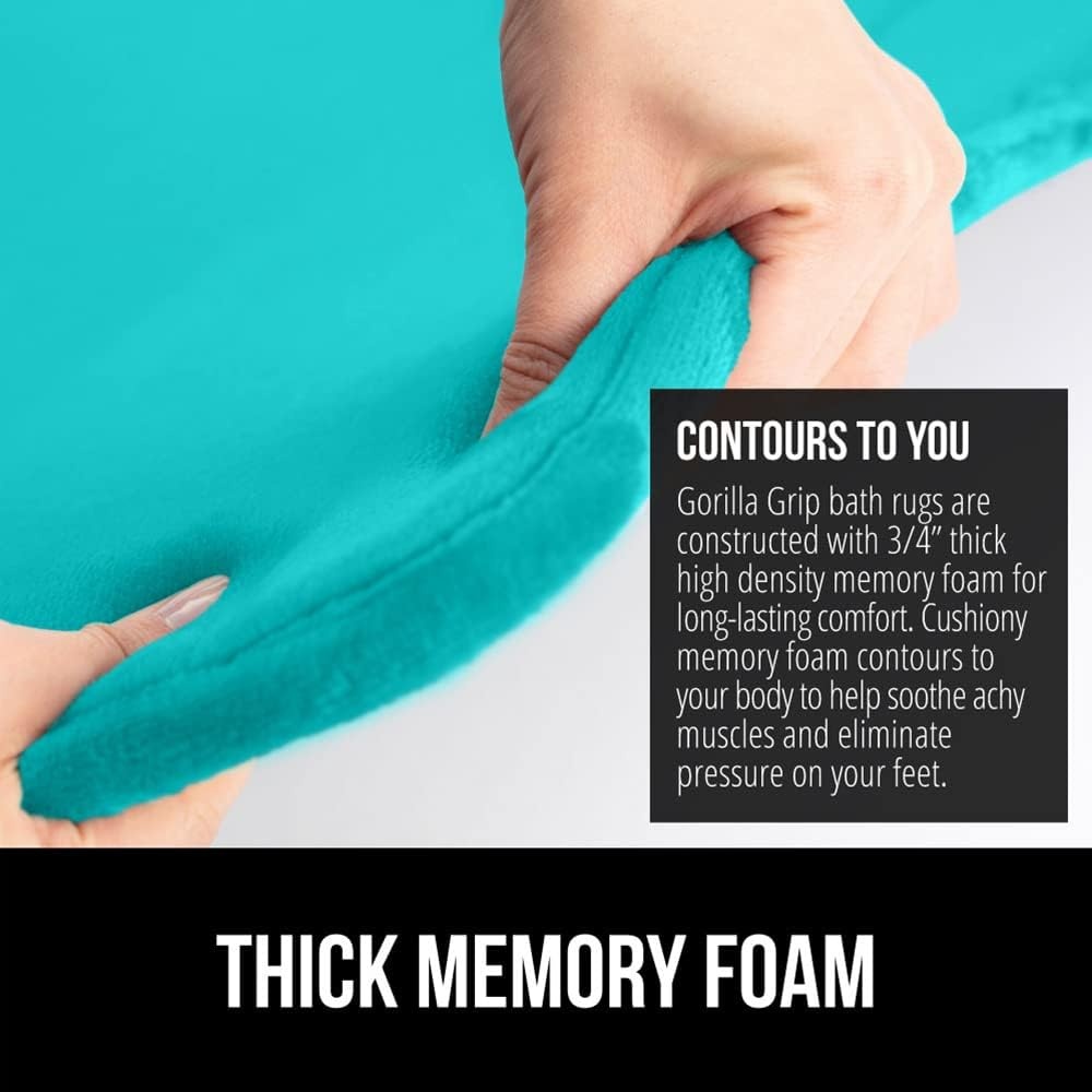 image:imageGORILLA GRIP Thick Memory Foam Toilet Rug for Bathroom U Shaped Washable Soft Absorbent Velvet Topside Floor Mats Machine Wash Cushioned Luxury Rugs for Bath Room 225x195 Graphite GrayTurquoise