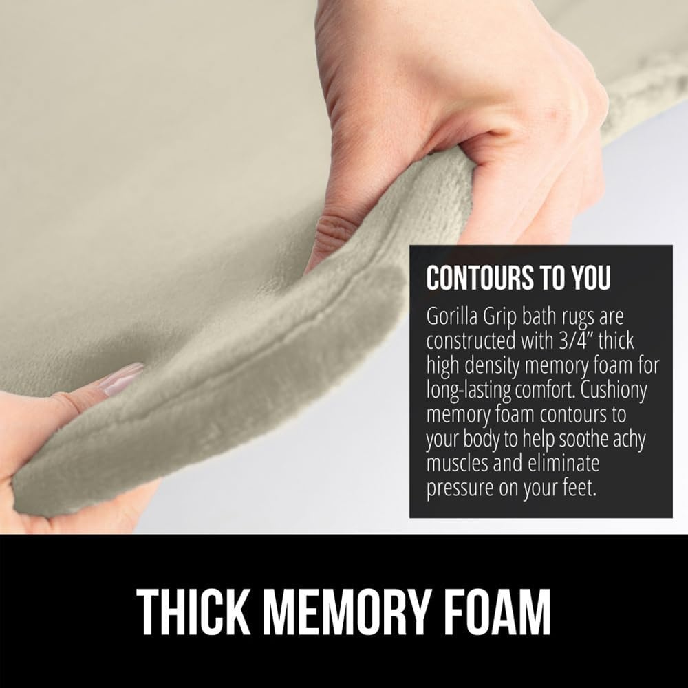 image:imageGORILLA GRIP Thick Memory Foam Toilet Rug for Bathroom U Shaped Washable Soft Absorbent Velvet Topside Floor Mats Machine Wash Cushioned Luxury Rugs for Bath Room 225x195 Graphite GrayChampagne