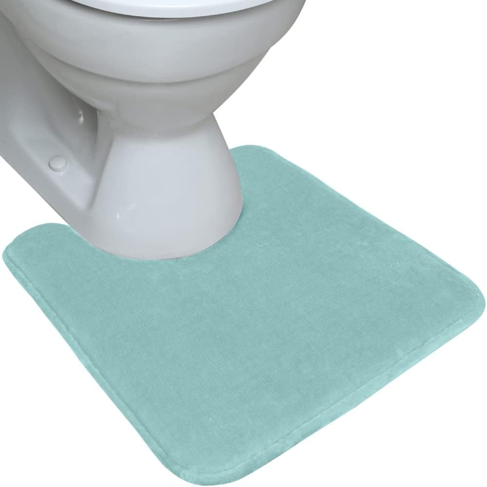 image:imageGORILLA GRIP Thick Memory Foam Toilet Rug for Bathroom U Shaped Washable Soft Absorbent Velvet Topside Floor Mats Machine Wash Cushioned Luxury Rugs for Bath Room 225x195 Graphite GraySeablue