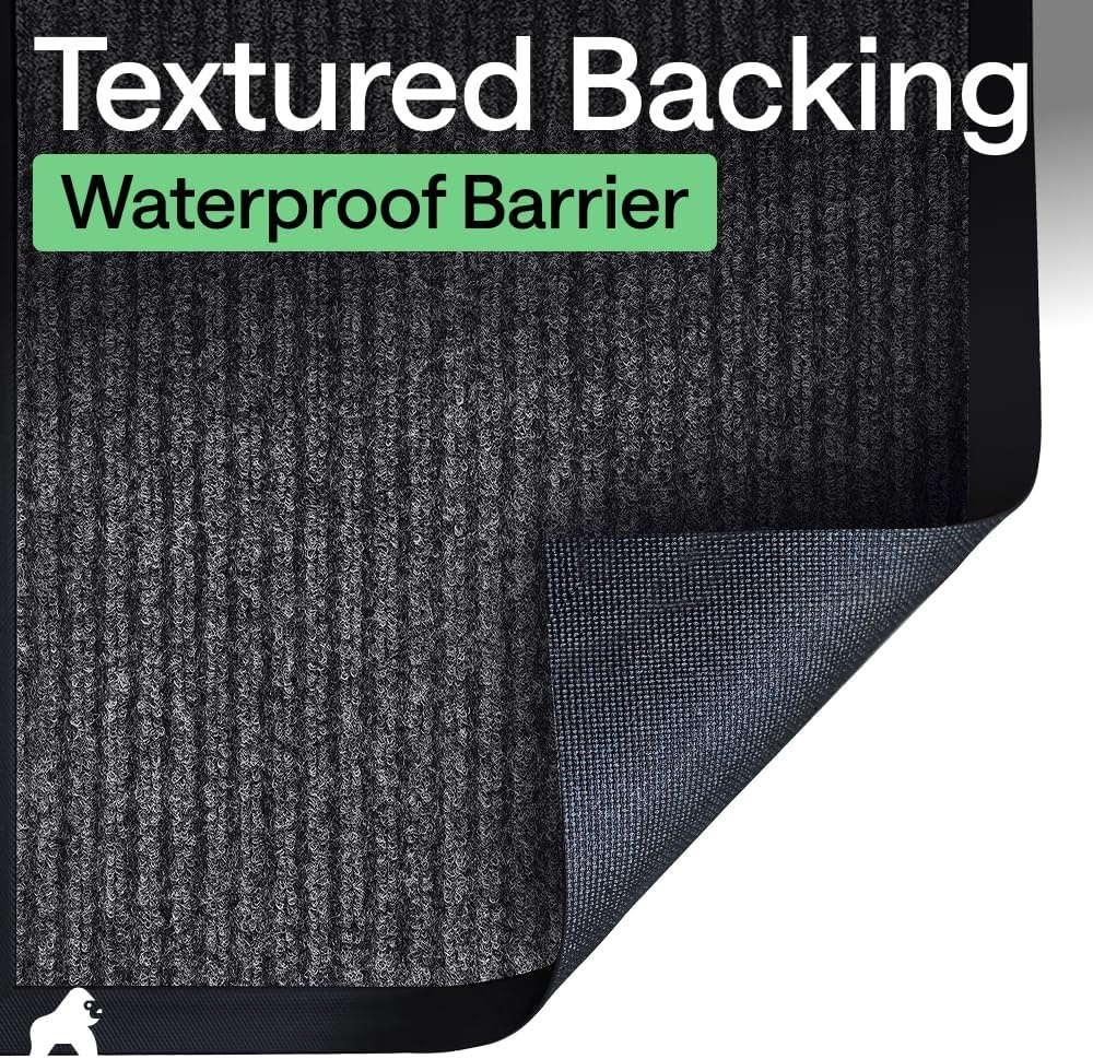 image:imageGORILLA GRIP Waterproof Traffic Guard Door Mat 72x48 Heavy Duty Entryway Floor Mats Strong Backing Commercial Utility Rugs Office Hallway Garage Home Low Profile Carpet Runner BlackCharcoal Gray