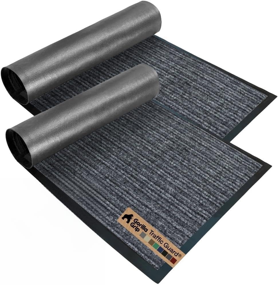 image:imageGORILLA GRIP Waterproof Traffic Guard Door Mat 72x48 Heavy Duty Entryway Floor Mats Strong Backing Commercial Utility Rugs Office Hallway Garage Home Low Profile Carpet Runner BlackCharcoal Gray