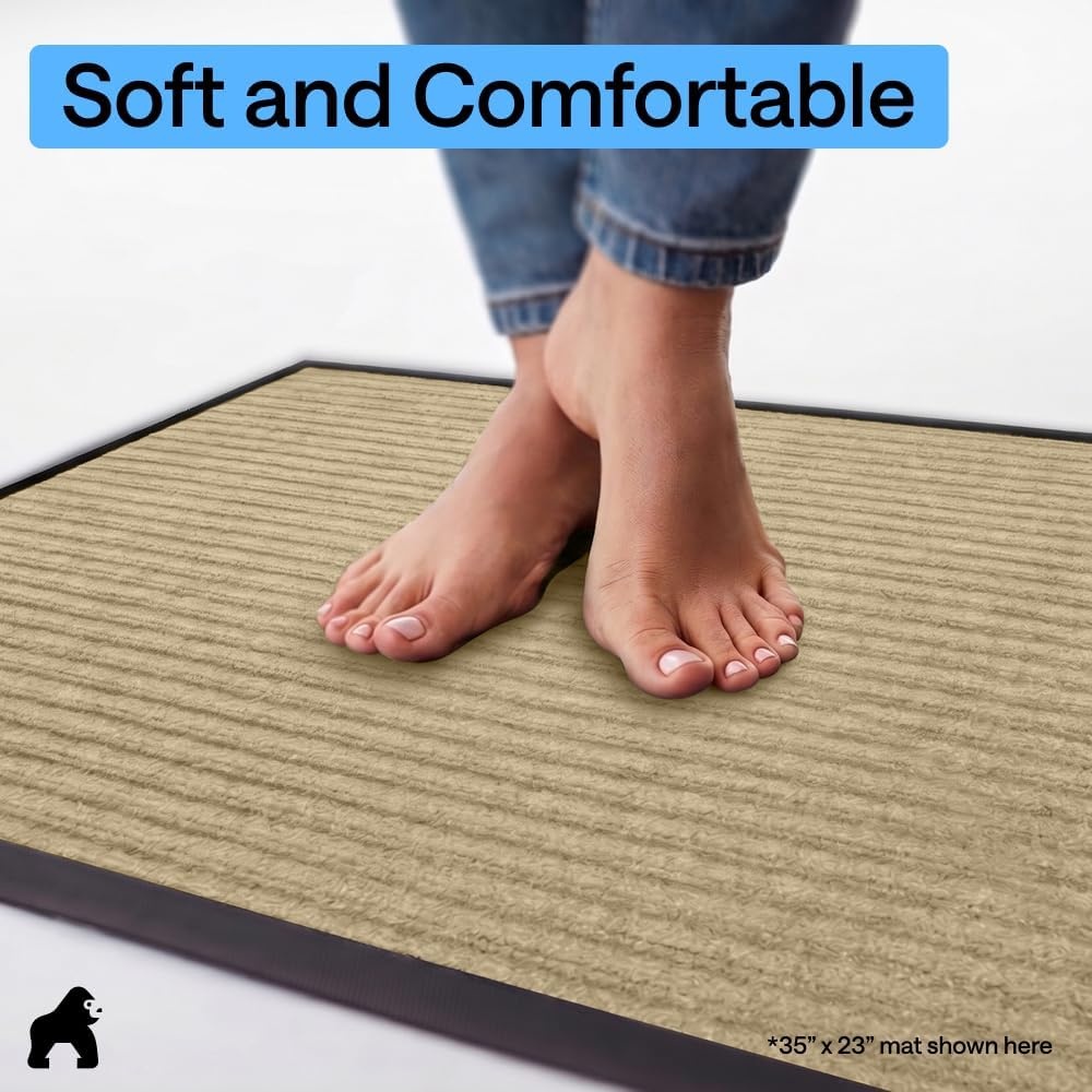 image:imageGORILLA GRIP Waterproof Traffic Guard Door Mat 72x48 Heavy Duty Entryway Floor Mats Strong Backing Commercial Utility Rugs Office Hallway Garage Home Low Profile Carpet Runner BlackBeige