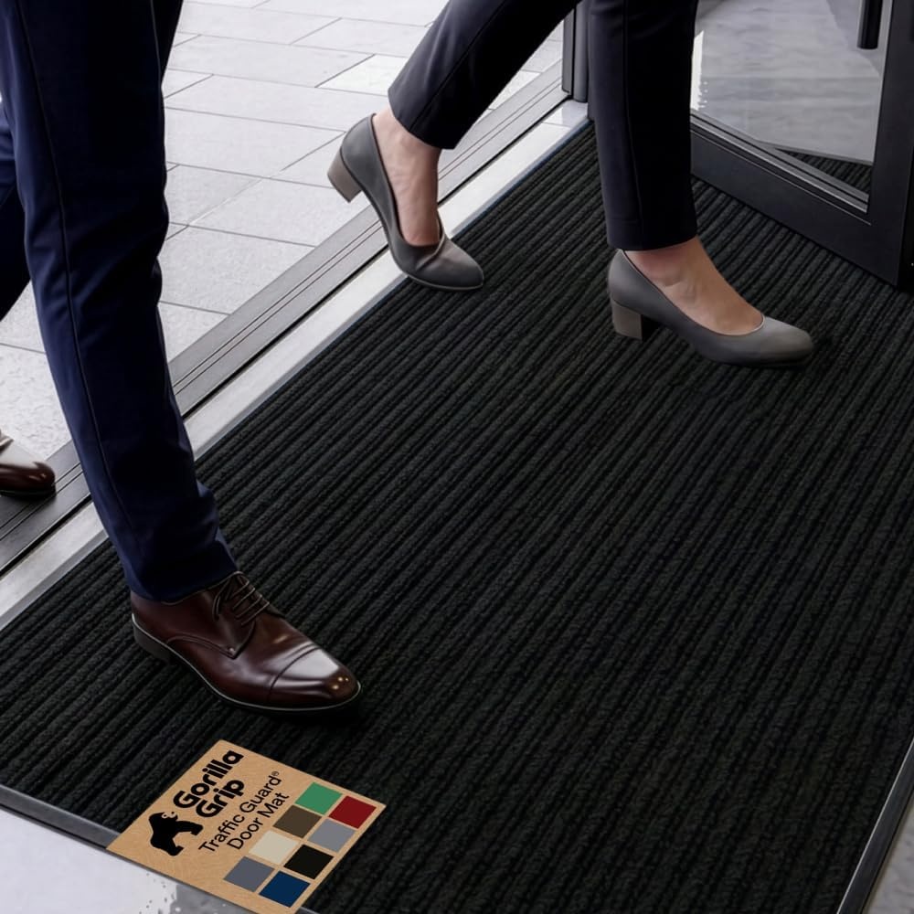 image:imageGORILLA GRIP Waterproof Traffic Guard Door Mat 72x48 Heavy Duty Entryway Floor Mats Strong Backing Commercial Utility Rugs Office Hallway Garage Home Low Profile Carpet Runner BlackBlack