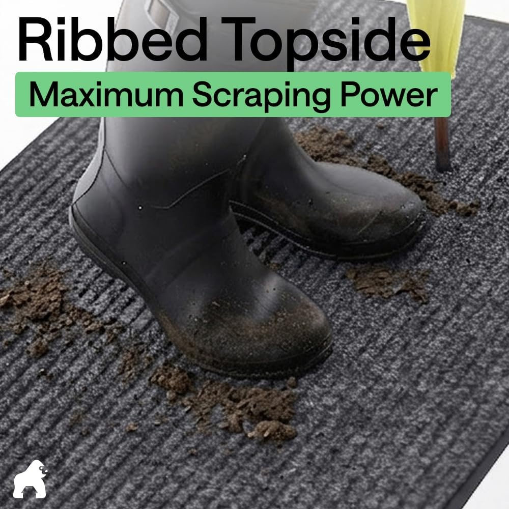 image:imageGORILLA GRIP Waterproof Traffic Guard Door Mat 72x48 Heavy Duty Entryway Floor Mats Strong Backing Commercial Utility Rugs Office Hallway Garage Home Low Profile Carpet Runner BlackCharcoal Gray