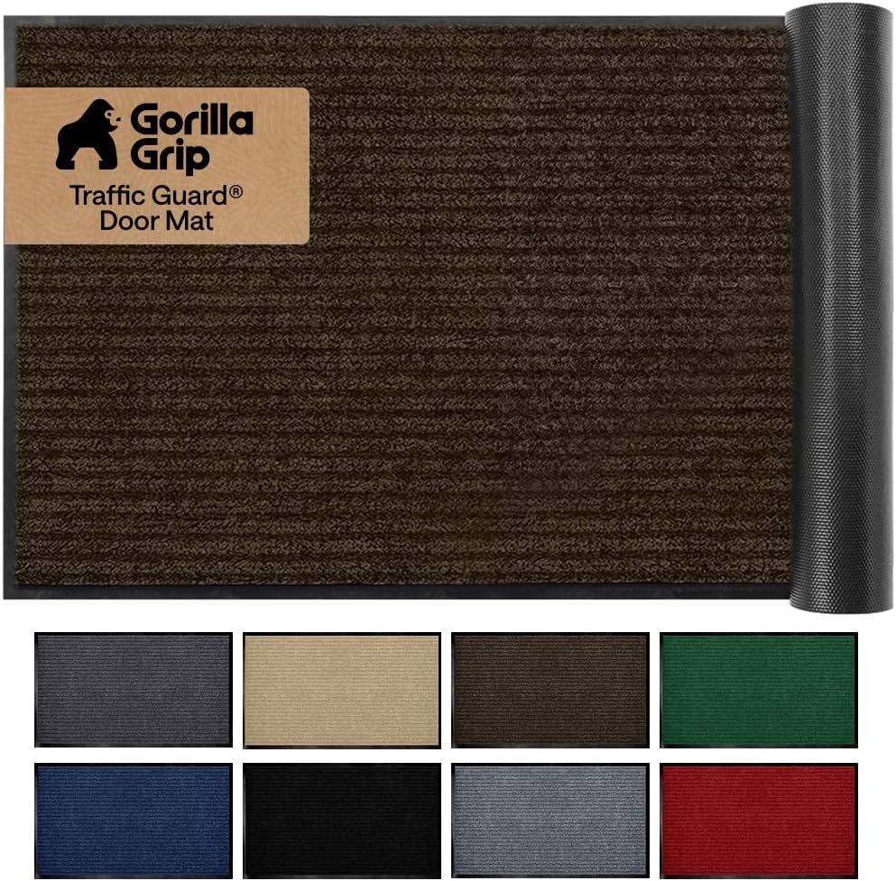 image:imageGORILLA GRIP Waterproof Traffic Guard Door Mat 72x48 Heavy Duty Entryway Floor Mats Strong Backing Commercial Utility Rugs Office Hallway Garage Home Low Profile Carpet Runner BlackBrown