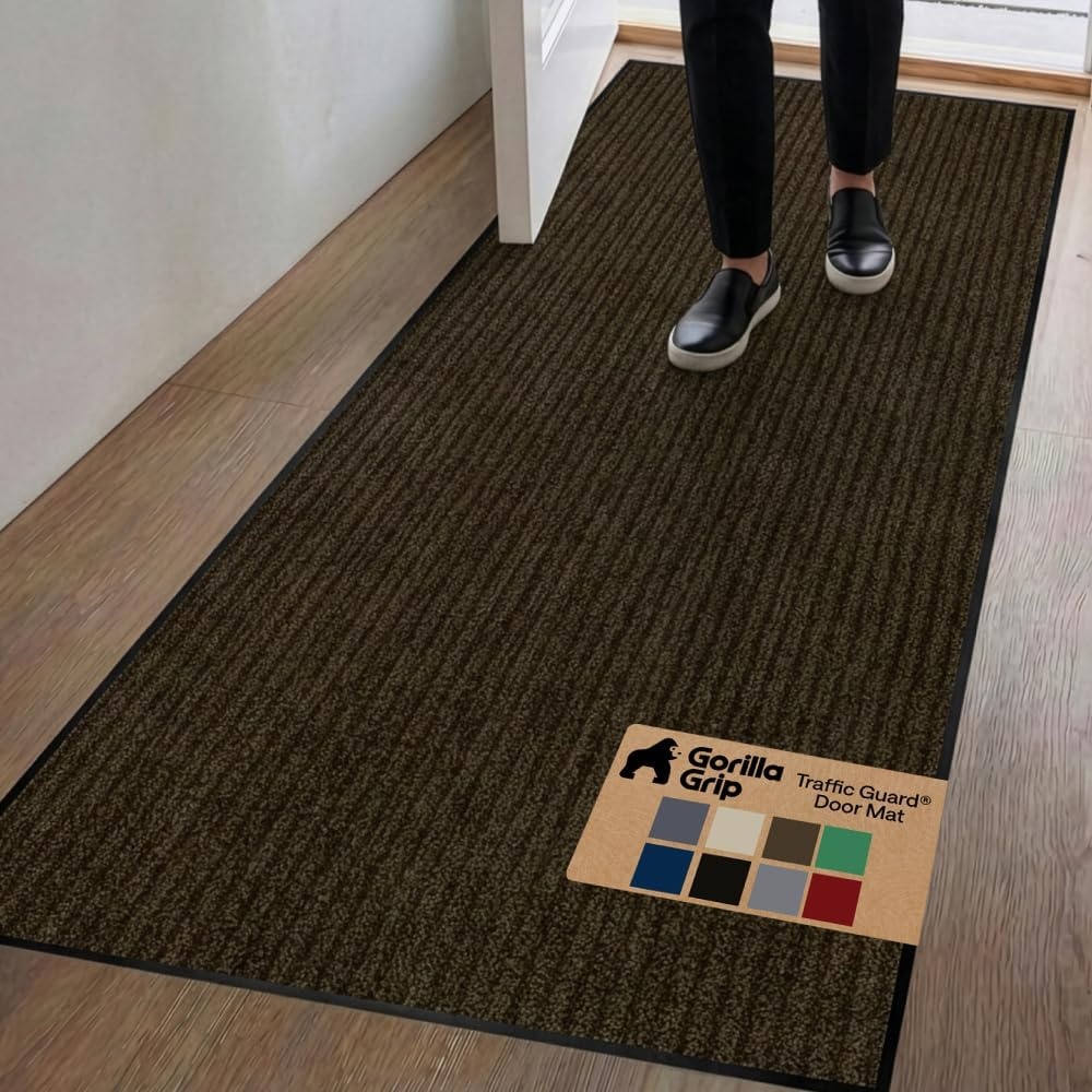 image:imageGORILLA GRIP Waterproof Traffic Guard Door Mat 72x48 Heavy Duty Entryway Floor Mats Strong Backing Commercial Utility Rugs Office Hallway Garage Home Low Profile Carpet Runner BlackBrown