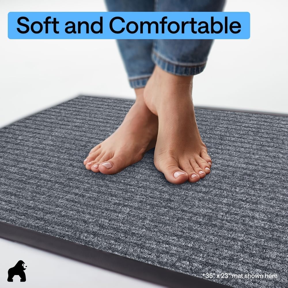 image:imageGORILLA GRIP Waterproof Traffic Guard Door Mat 72x48 Heavy Duty Entryway Floor Mats Strong Backing Commercial Utility Rugs Office Hallway Garage Home Low Profile Carpet Runner BlackGrey