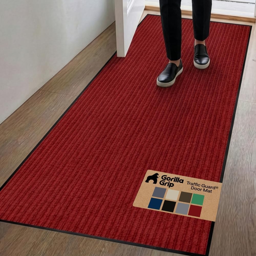 image:imageGORILLA GRIP Waterproof Traffic Guard Door Mat 72x48 Heavy Duty Entryway Floor Mats Strong Backing Commercial Utility Rugs Office Hallway Garage Home Low Profile Carpet Runner BlackRed