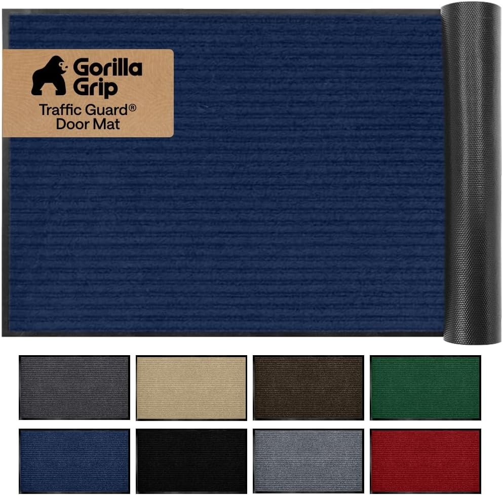 image:imageGORILLA GRIP Waterproof Traffic Guard Door Mat 72x48 Heavy Duty Entryway Floor Mats Strong Backing Commercial Utility Rugs Office Hallway Garage Home Low Profile Carpet Runner BlackBlue