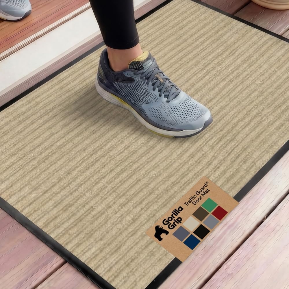 image:imageGORILLA GRIP Waterproof Traffic Guard Door Mat 72x48 Heavy Duty Entryway Floor Mats Strong Backing Commercial Utility Rugs Office Hallway Garage Home Low Profile Carpet Runner BlackBeige