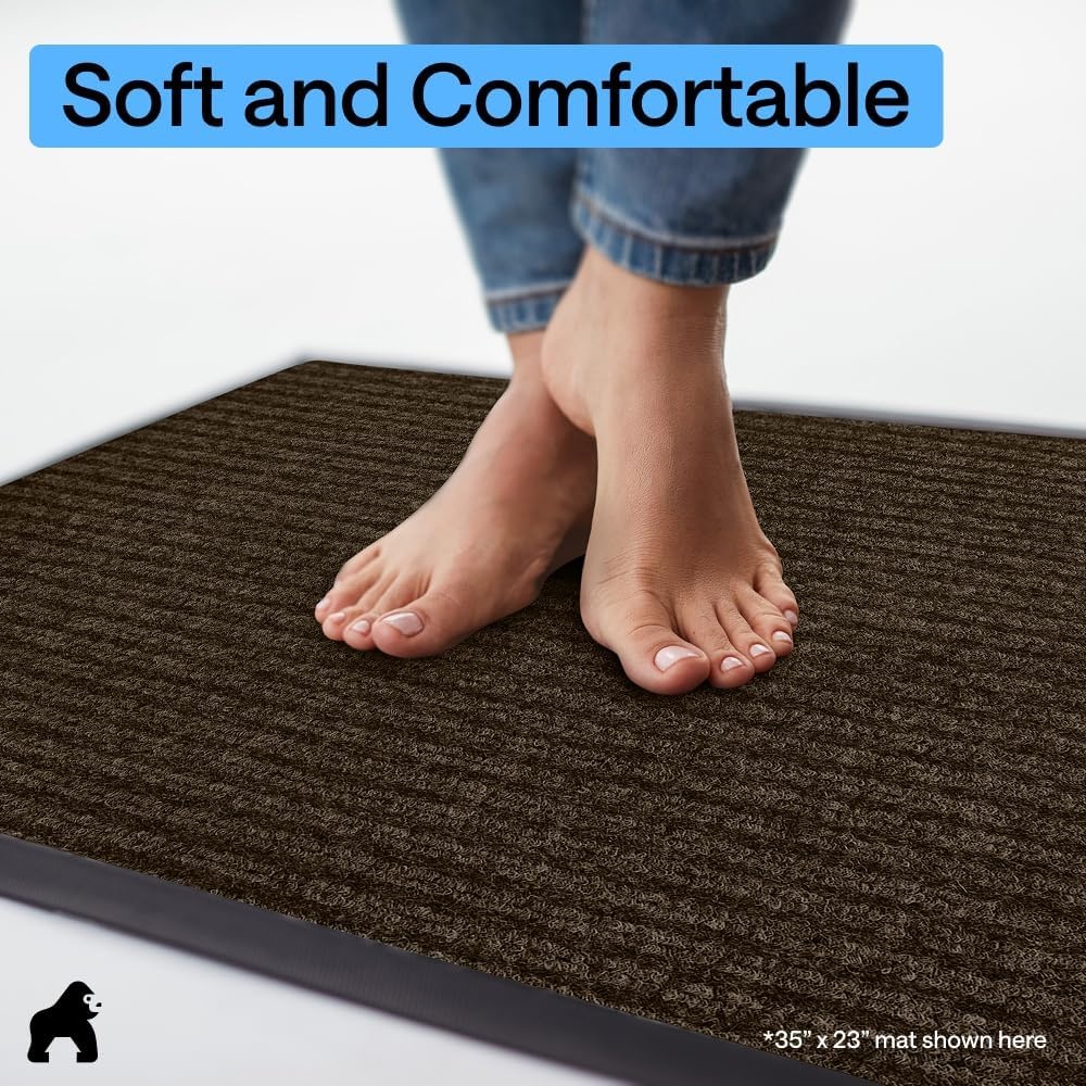 image:imageGORILLA GRIP Waterproof Traffic Guard Door Mat 72x48 Heavy Duty Entryway Floor Mats Strong Backing Commercial Utility Rugs Office Hallway Garage Home Low Profile Carpet Runner BlackBrown