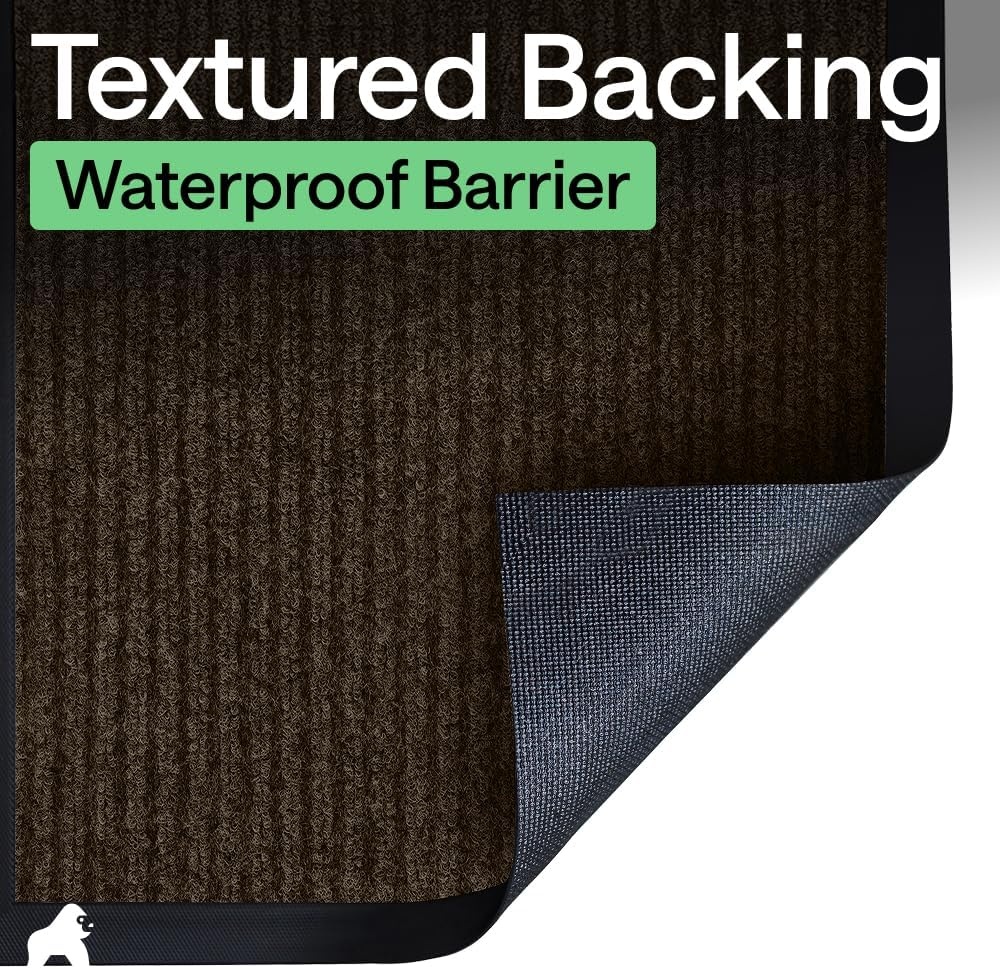 image:imageGORILLA GRIP Waterproof Traffic Guard Door Mat 72x48 Heavy Duty Entryway Floor Mats Strong Backing Commercial Utility Rugs Office Hallway Garage Home Low Profile Carpet Runner BlackBrown