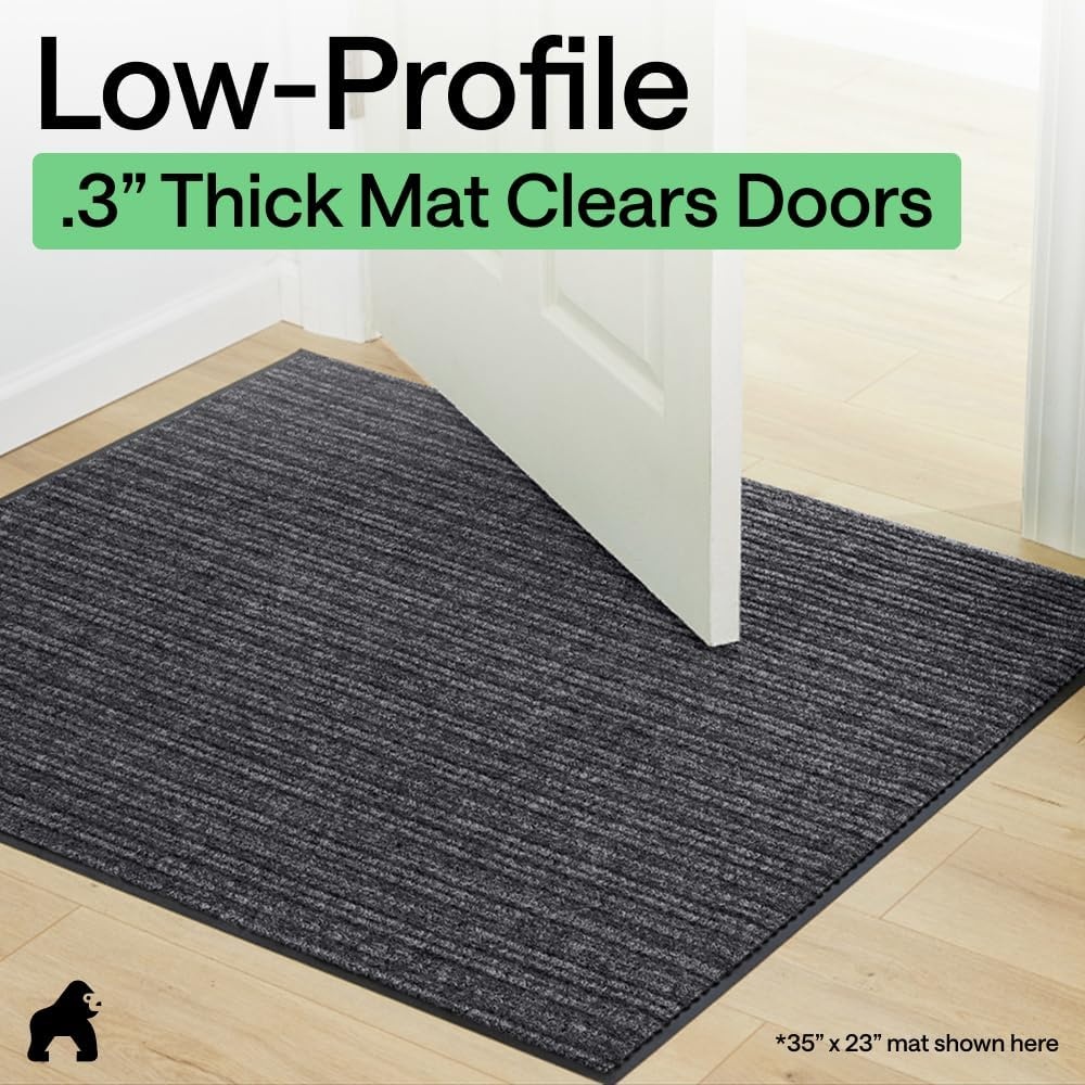 image:imageGORILLA GRIP Waterproof Traffic Guard Door Mat 72x48 Heavy Duty Entryway Floor Mats Strong Backing Commercial Utility Rugs Office Hallway Garage Home Low Profile Carpet Runner BlackCharcoal Gray
