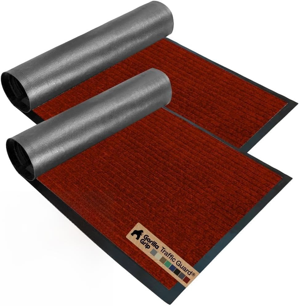 image:imageGORILLA GRIP Waterproof Traffic Guard Door Mat 72x48 Heavy Duty Entryway Floor Mats Strong Backing Commercial Utility Rugs Office Hallway Garage Home Low Profile Carpet Runner BlackRed