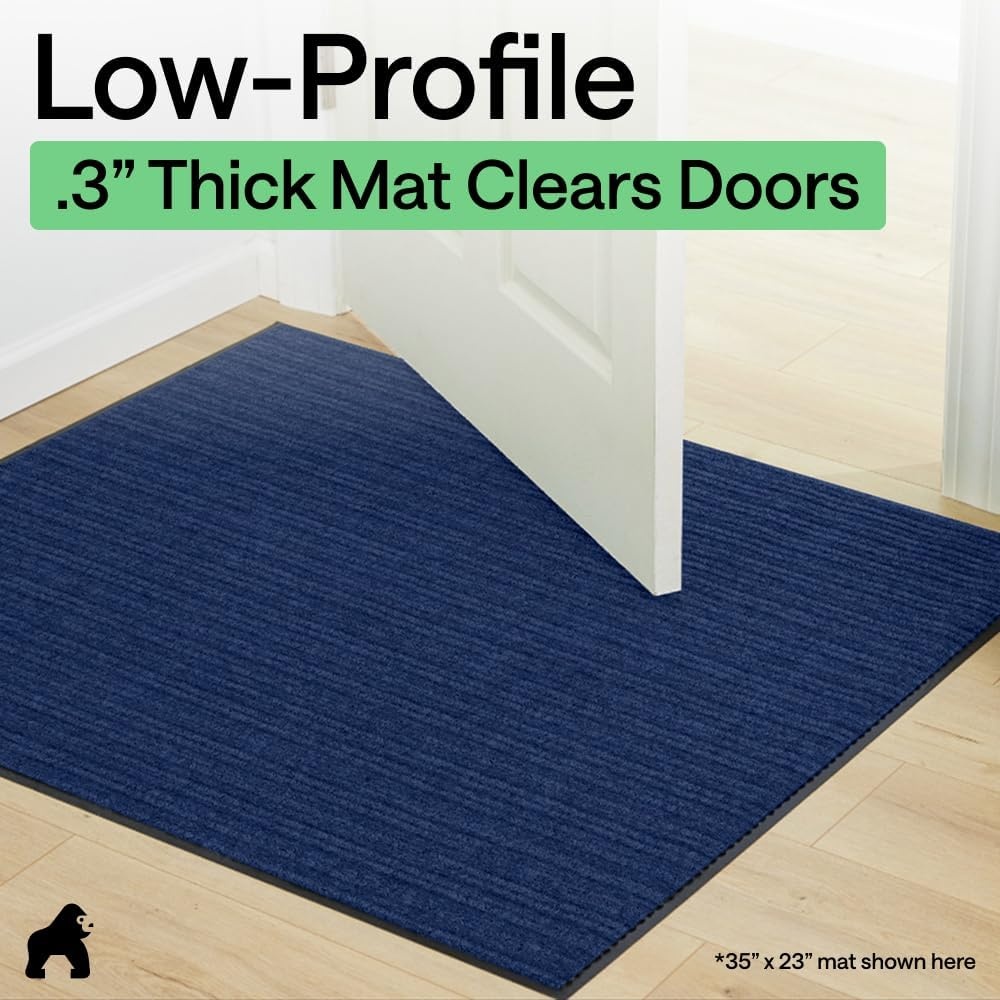 image:imageGORILLA GRIP Waterproof Traffic Guard Door Mat 72x48 Heavy Duty Entryway Floor Mats Strong Backing Commercial Utility Rugs Office Hallway Garage Home Low Profile Carpet Runner BlackBlue