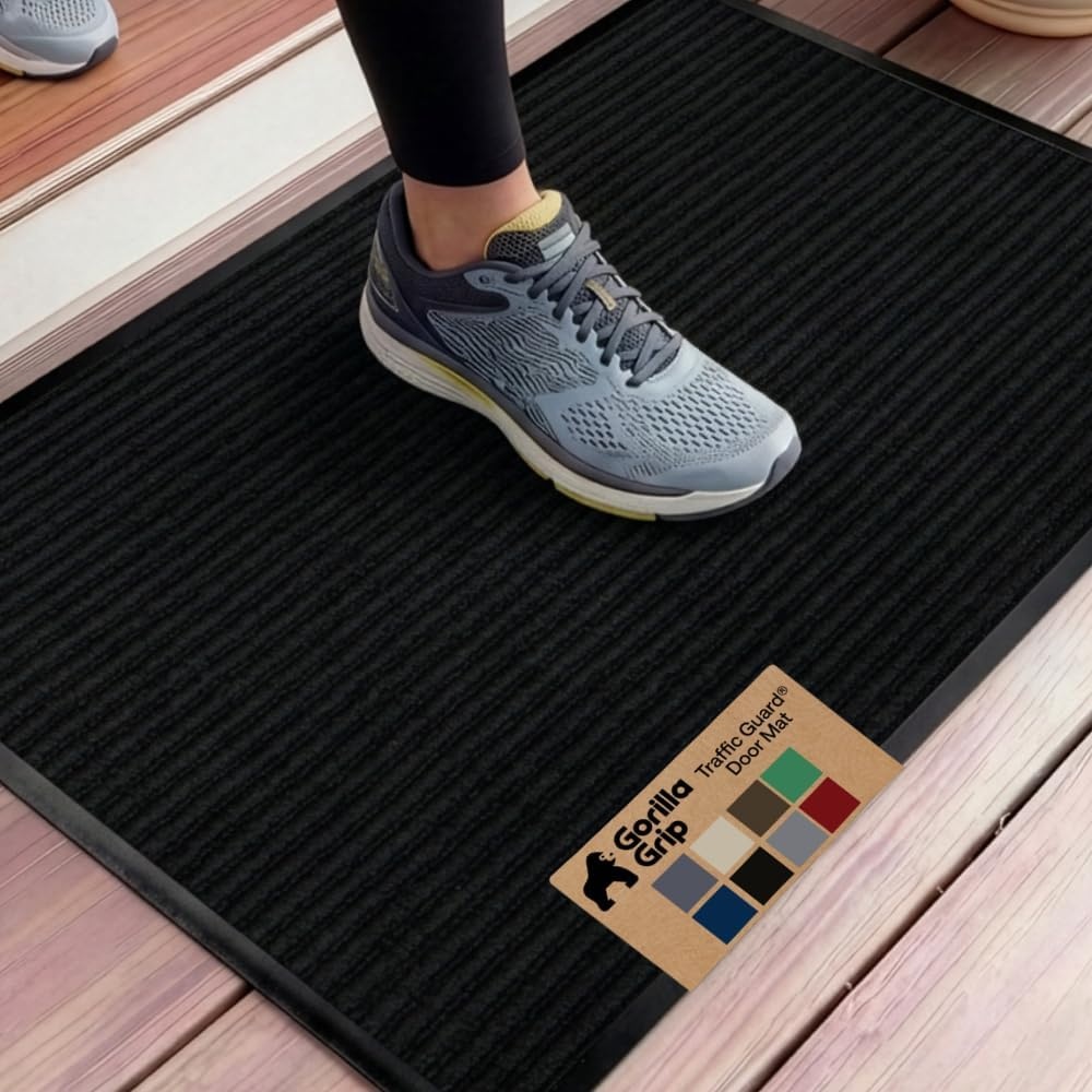 image:imageGORILLA GRIP Waterproof Traffic Guard Door Mat 72x48 Heavy Duty Entryway Floor Mats Strong Backing Commercial Utility Rugs Office Hallway Garage Home Low Profile Carpet Runner BlackBlack
