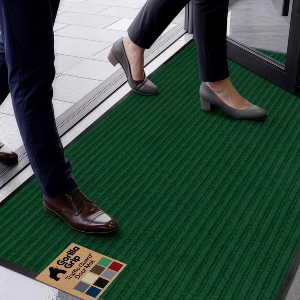 image:imageGORILLA GRIP Waterproof Traffic Guard Door Mat 72x48 Heavy Duty Entryway Floor Mats Strong Backing Commercial Utility Rugs Office Hallway Garage Home Low Profile Carpet Runner BlackGreen