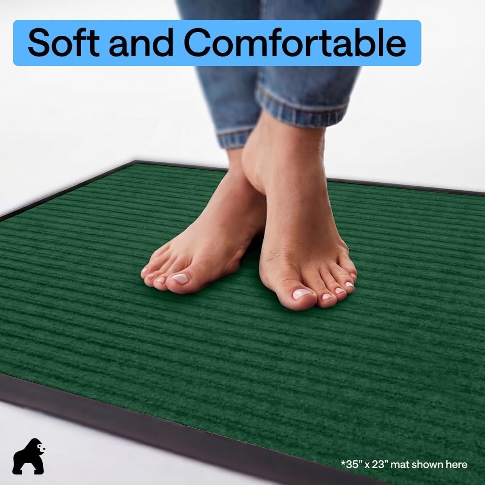 image:imageGORILLA GRIP Waterproof Traffic Guard Door Mat 72x48 Heavy Duty Entryway Floor Mats Strong Backing Commercial Utility Rugs Office Hallway Garage Home Low Profile Carpet Runner BlackGreen