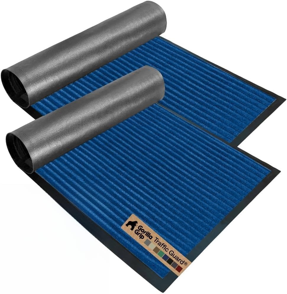 image:imageGORILLA GRIP Waterproof Traffic Guard Door Mat 72x48 Heavy Duty Entryway Floor Mats Strong Backing Commercial Utility Rugs Office Hallway Garage Home Low Profile Carpet Runner BlackBlue