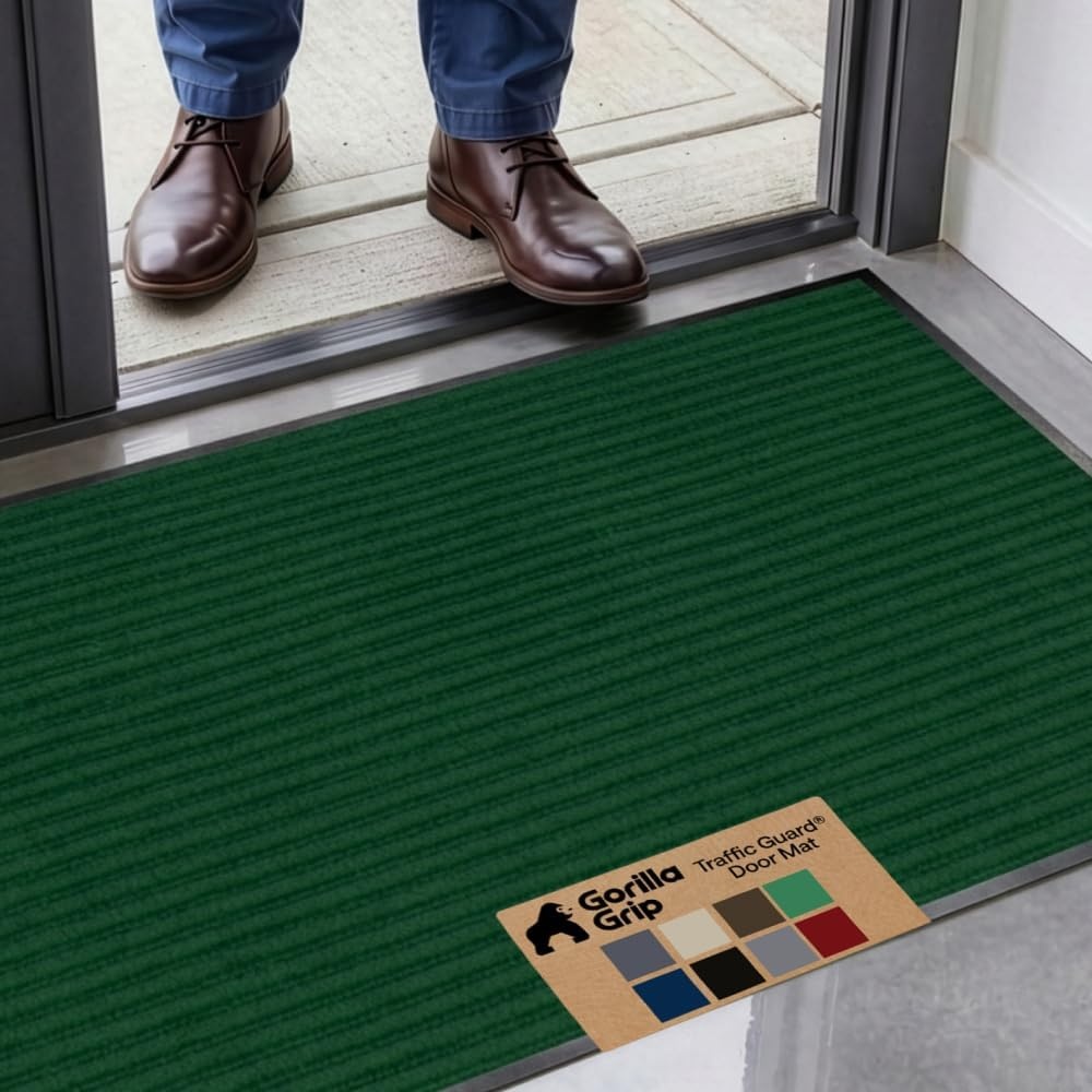 image:imageGORILLA GRIP Waterproof Traffic Guard Door Mat 72x48 Heavy Duty Entryway Floor Mats Strong Backing Commercial Utility Rugs Office Hallway Garage Home Low Profile Carpet Runner BlackGreen