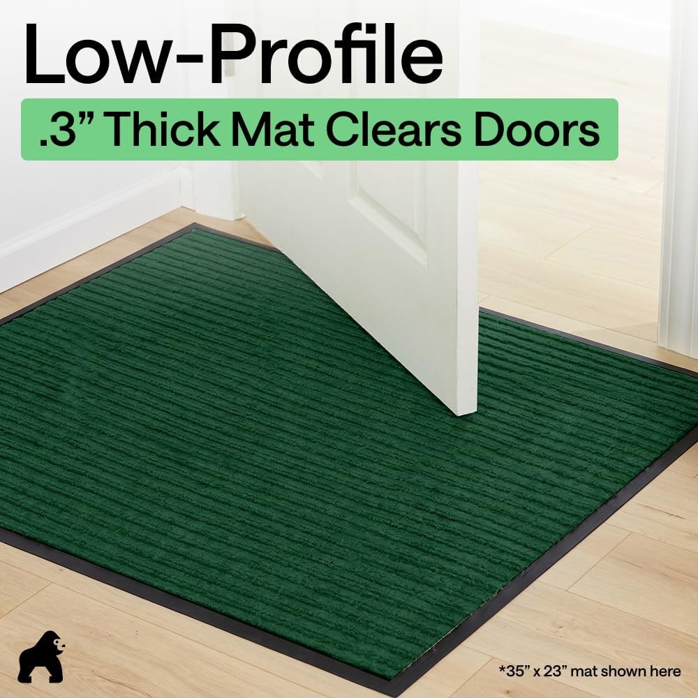 image:imageGORILLA GRIP Waterproof Traffic Guard Door Mat 72x48 Heavy Duty Entryway Floor Mats Strong Backing Commercial Utility Rugs Office Hallway Garage Home Low Profile Carpet Runner BlackGreen