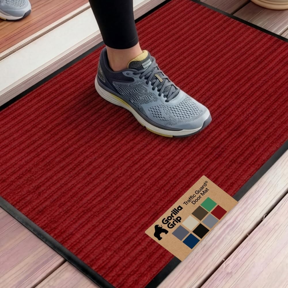 image:imageGORILLA GRIP Waterproof Traffic Guard Door Mat 72x48 Heavy Duty Entryway Floor Mats Strong Backing Commercial Utility Rugs Office Hallway Garage Home Low Profile Carpet Runner BlackRed