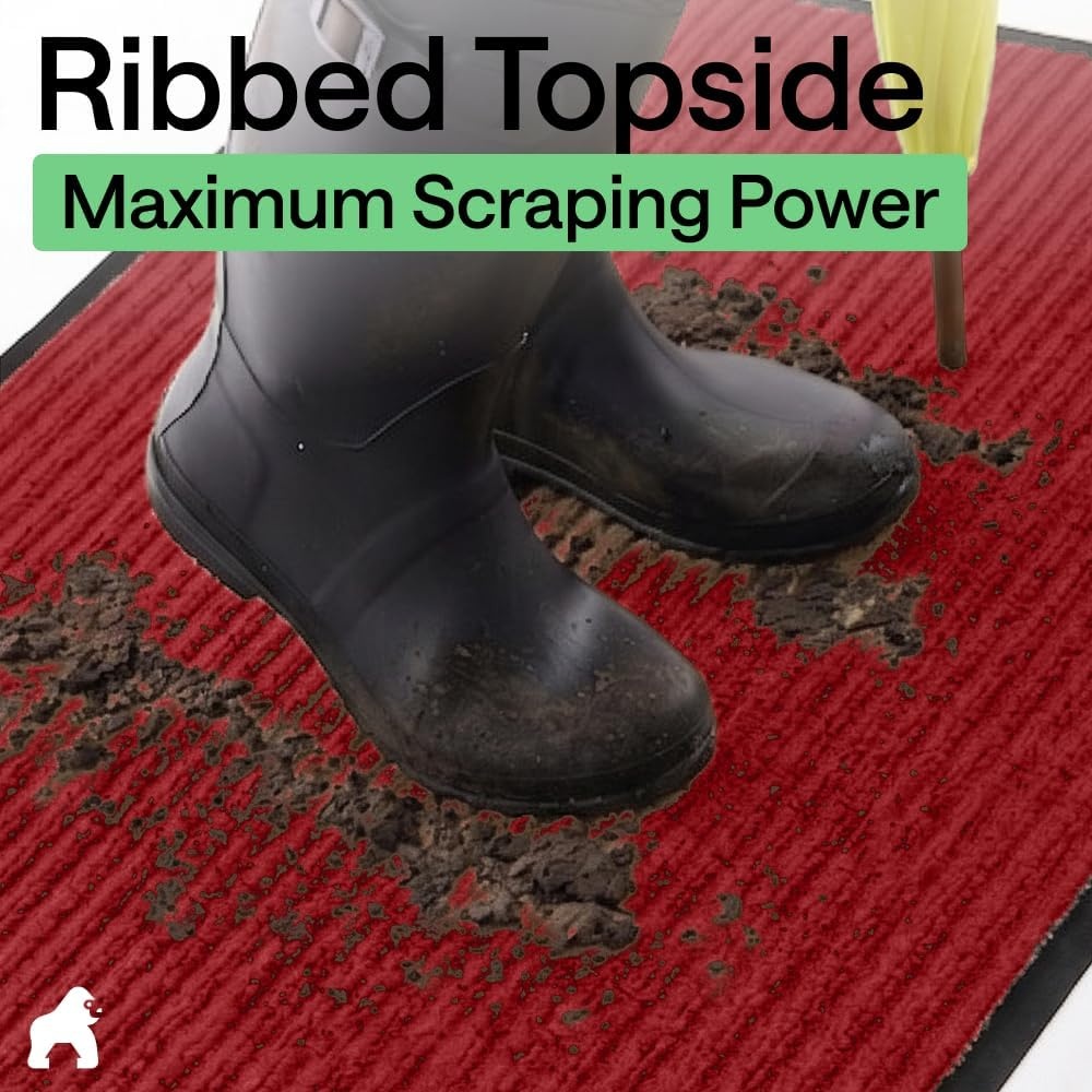 image:imageGORILLA GRIP Waterproof Traffic Guard Door Mat 72x48 Heavy Duty Entryway Floor Mats Strong Backing Commercial Utility Rugs Office Hallway Garage Home Low Profile Carpet Runner BlackRed