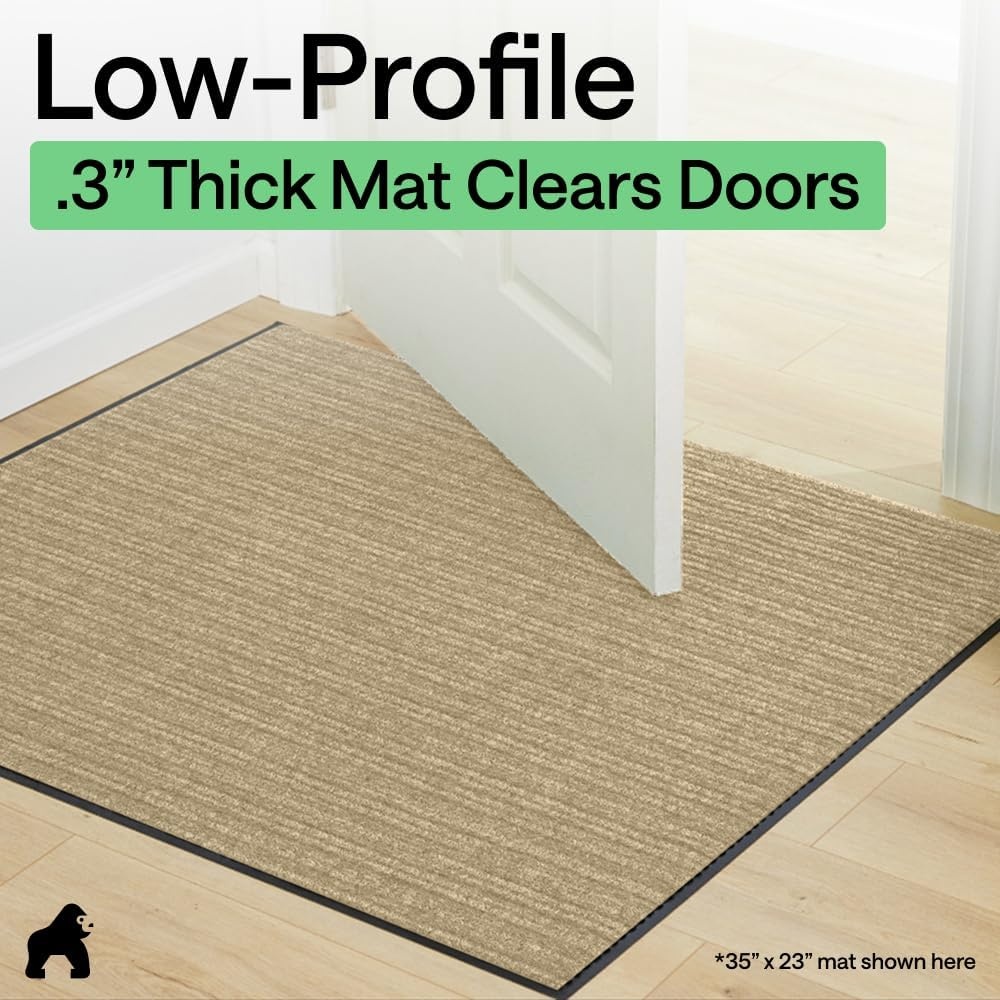 image:imageGORILLA GRIP Waterproof Traffic Guard Door Mat 72x48 Heavy Duty Entryway Floor Mats Strong Backing Commercial Utility Rugs Office Hallway Garage Home Low Profile Carpet Runner BlackBeige