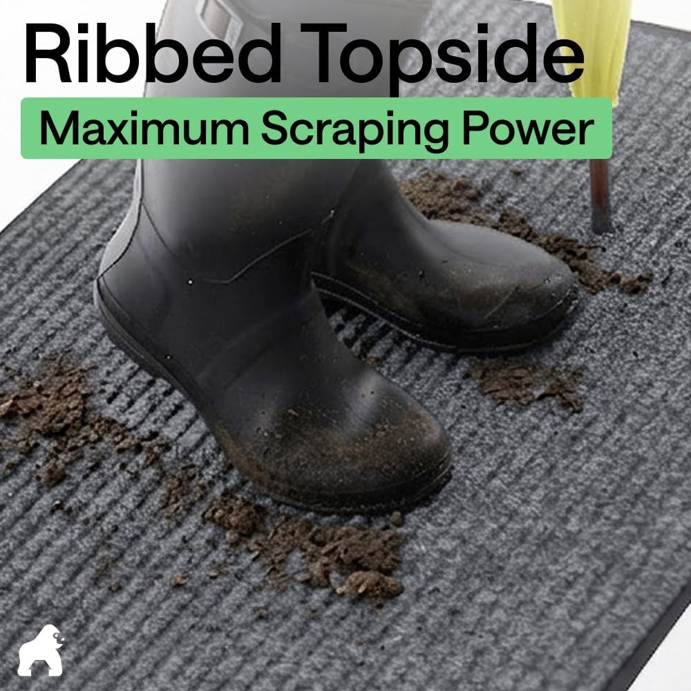 image:imageGORILLA GRIP Waterproof Traffic Guard Door Mat 72x48 Heavy Duty Entryway Floor Mats Strong Backing Commercial Utility Rugs Office Hallway Garage Home Low Profile Carpet Runner BlackGrey