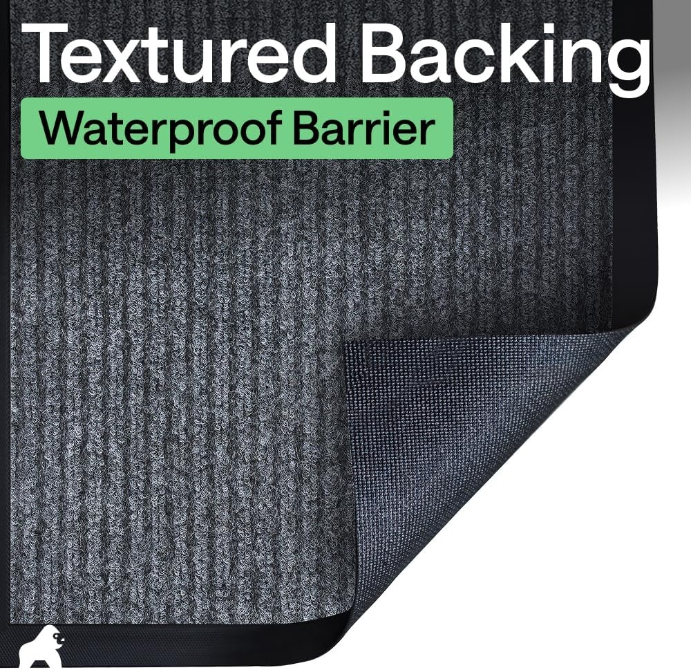 image:imageGORILLA GRIP Waterproof Traffic Guard Door Mat 72x48 Heavy Duty Entryway Floor Mats Strong Backing Commercial Utility Rugs Office Hallway Garage Home Low Profile Carpet Runner BlackGrey