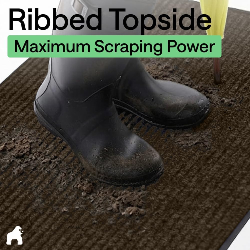 image:imageGORILLA GRIP Waterproof Traffic Guard Door Mat 72x48 Heavy Duty Entryway Floor Mats Strong Backing Commercial Utility Rugs Office Hallway Garage Home Low Profile Carpet Runner BlackBrown