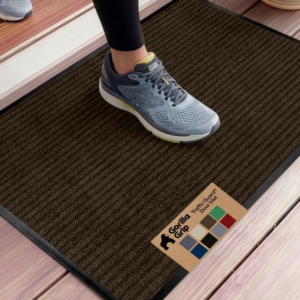 image:imageGORILLA GRIP Waterproof Traffic Guard Door Mat 72x48 Heavy Duty Entryway Floor Mats Strong Backing Commercial Utility Rugs Office Hallway Garage Home Low Profile Carpet Runner BlackBrown