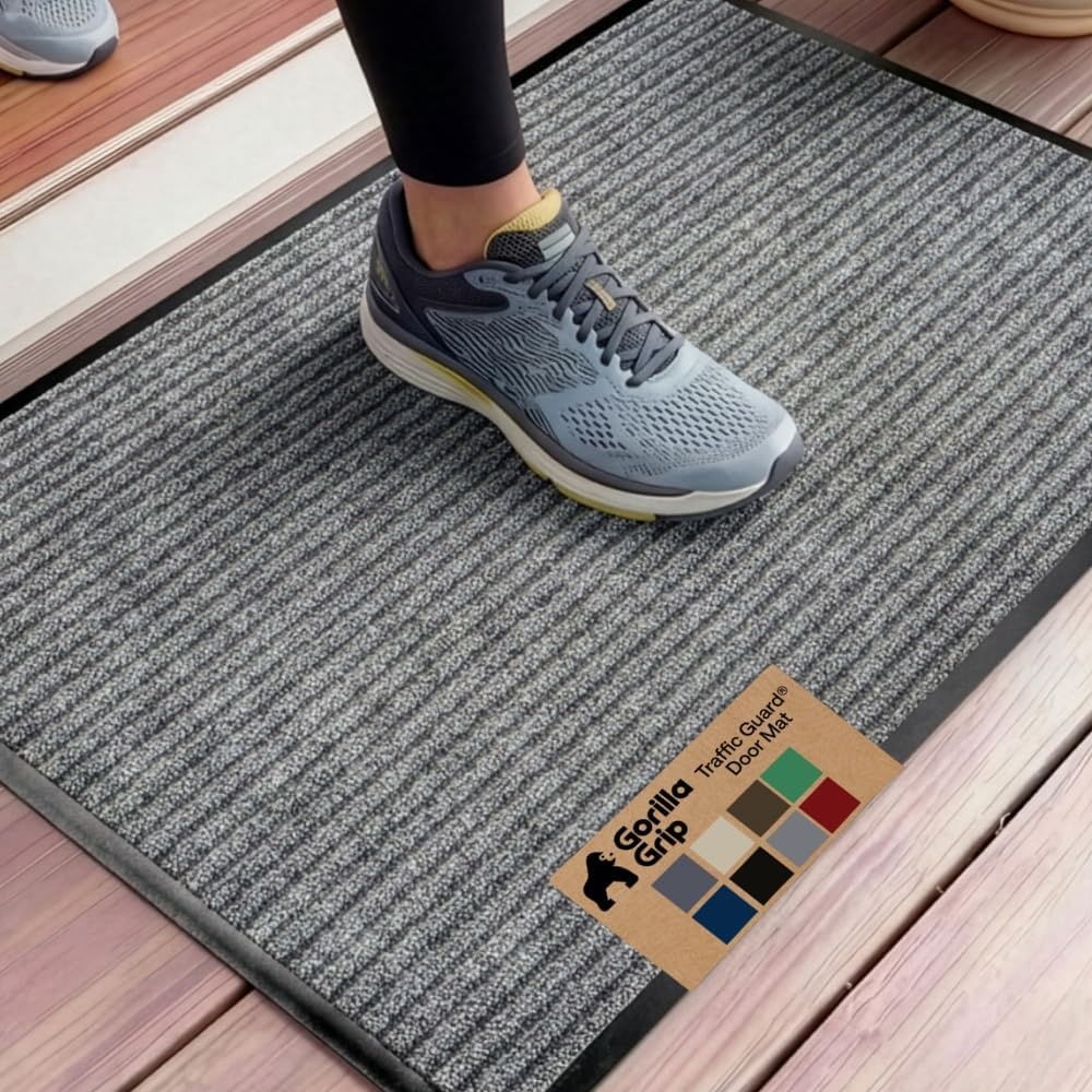 image:imageGORILLA GRIP Waterproof Traffic Guard Door Mat 72x48 Heavy Duty Entryway Floor Mats Strong Backing Commercial Utility Rugs Office Hallway Garage Home Low Profile Carpet Runner BlackGrey