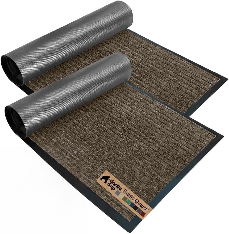 image:imageGORILLA GRIP Waterproof Traffic Guard Door Mat 72x48 Heavy Duty Entryway Floor Mats Strong Backing Commercial Utility Rugs Office Hallway Garage Home Low Profile Carpet Runner BlackBrown