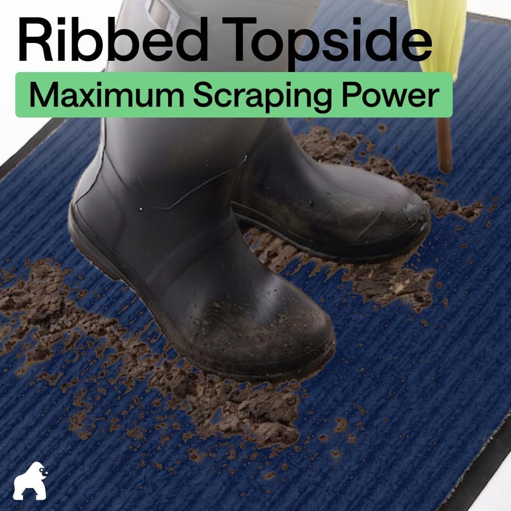 image:imageGORILLA GRIP Waterproof Traffic Guard Door Mat 72x48 Heavy Duty Entryway Floor Mats Strong Backing Commercial Utility Rugs Office Hallway Garage Home Low Profile Carpet Runner BlackBlue