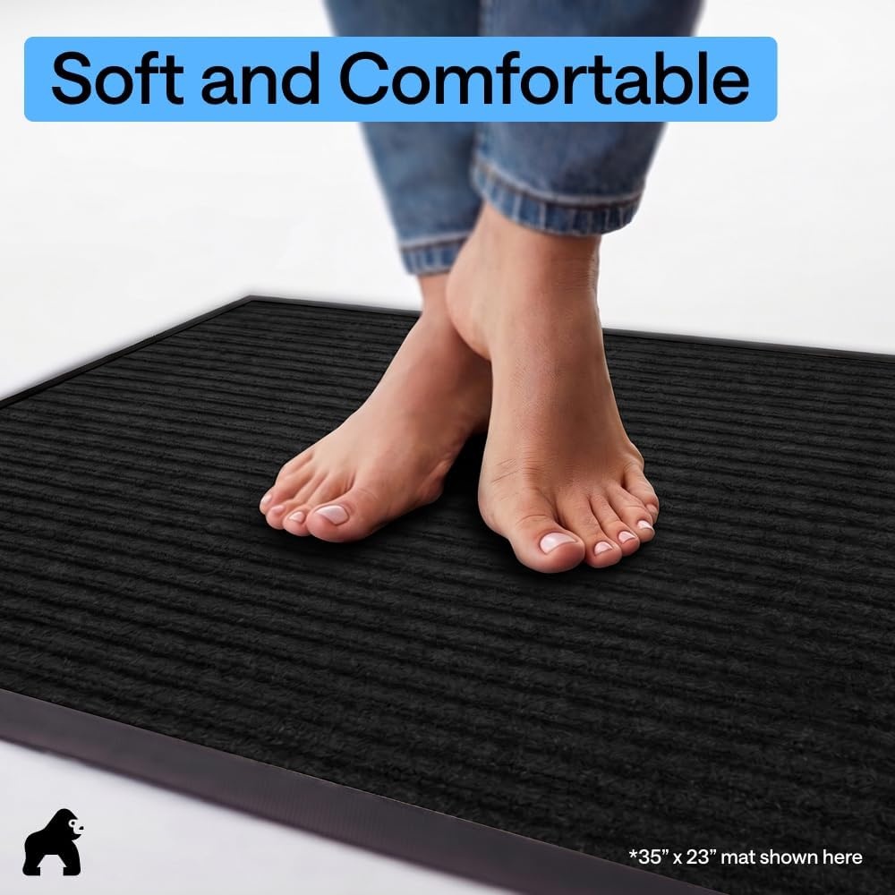 image:imageGORILLA GRIP Waterproof Traffic Guard Door Mat 72x48 Heavy Duty Entryway Floor Mats Strong Backing Commercial Utility Rugs Office Hallway Garage Home Low Profile Carpet Runner BlackBlack