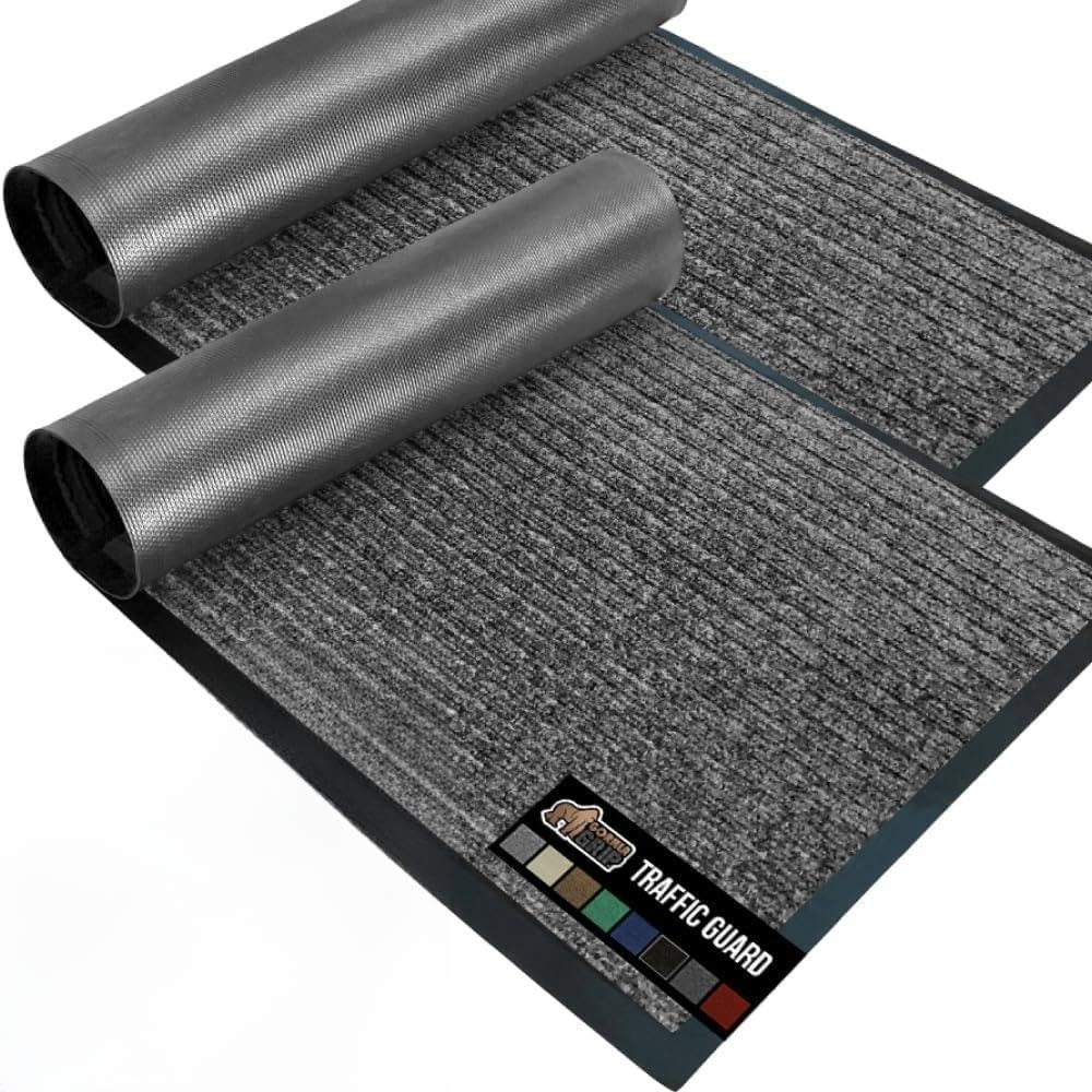 image:imageGORILLA GRIP Waterproof Traffic Guard Door Mat 72x48 Heavy Duty Entryway Floor Mats Strong Backing Commercial Utility Rugs Office Hallway Garage Home Low Profile Carpet Runner BlackGrey