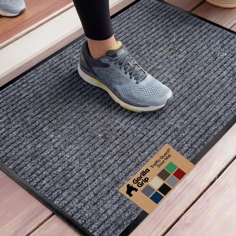 image:imageGORILLA GRIP Waterproof Traffic Guard Door Mat 72x48 Heavy Duty Entryway Floor Mats Strong Backing Commercial Utility Rugs Office Hallway Garage Home Low Profile Carpet Runner BlackCharcoal Gray