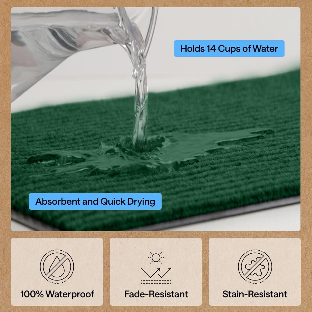 image:imageGORILLA GRIP Waterproof Traffic Guard Door Mat 72x48 Heavy Duty Entryway Floor Mats Strong Backing Commercial Utility Rugs Office Hallway Garage Home Low Profile Carpet Runner BlackGreen