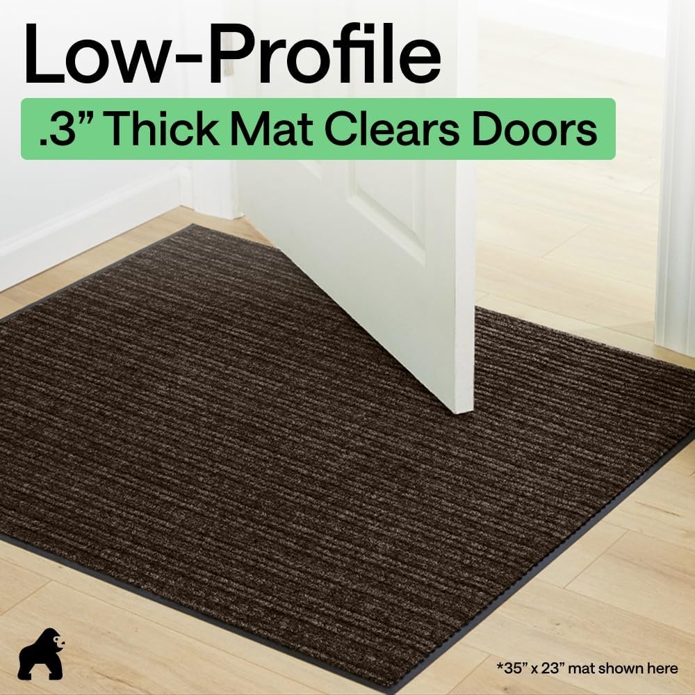 image:imageGORILLA GRIP Waterproof Traffic Guard Door Mat 72x48 Heavy Duty Entryway Floor Mats Strong Backing Commercial Utility Rugs Office Hallway Garage Home Low Profile Carpet Runner BlackBrown