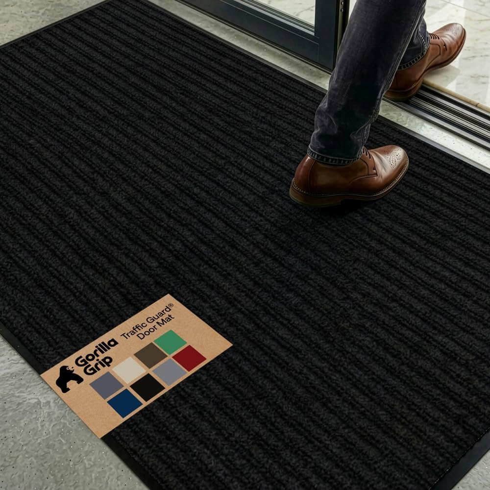 image:imageGORILLA GRIP Waterproof Traffic Guard Door Mat 72x48 Heavy Duty Entryway Floor Mats Strong Backing Commercial Utility Rugs Office Hallway Garage Home Low Profile Carpet Runner BlackBlack