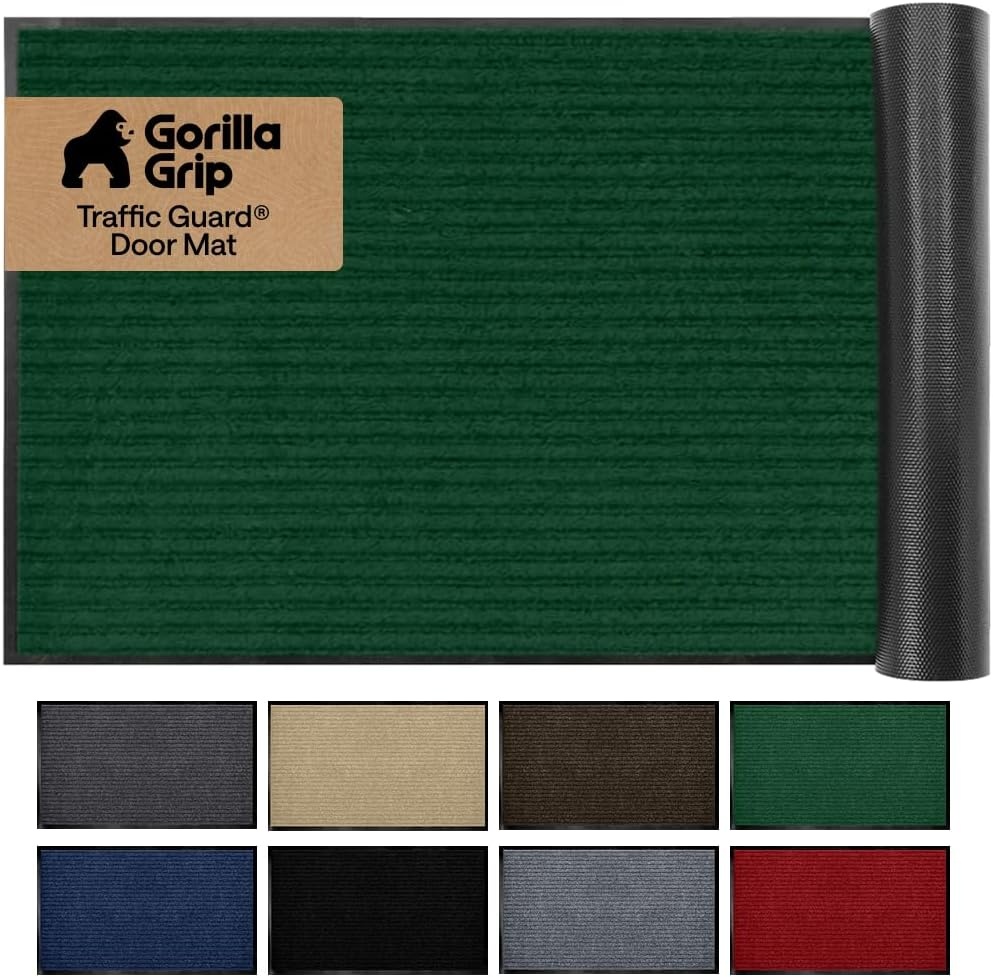 image:imageGORILLA GRIP Waterproof Traffic Guard Door Mat 72x48 Heavy Duty Entryway Floor Mats Strong Backing Commercial Utility Rugs Office Hallway Garage Home Low Profile Carpet Runner BlackGreen
