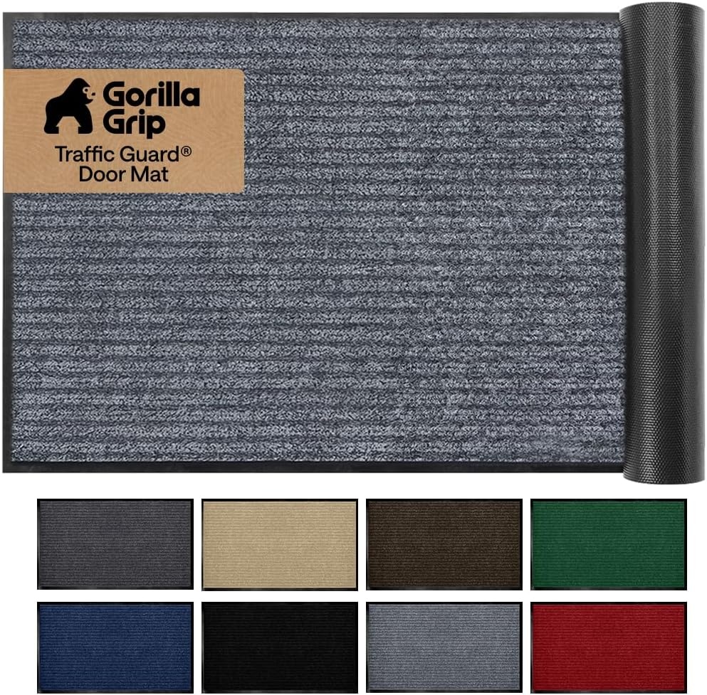 image:imageGORILLA GRIP Waterproof Traffic Guard Door Mat 72x48 Heavy Duty Entryway Floor Mats Strong Backing Commercial Utility Rugs Office Hallway Garage Home Low Profile Carpet Runner BlackGrey
