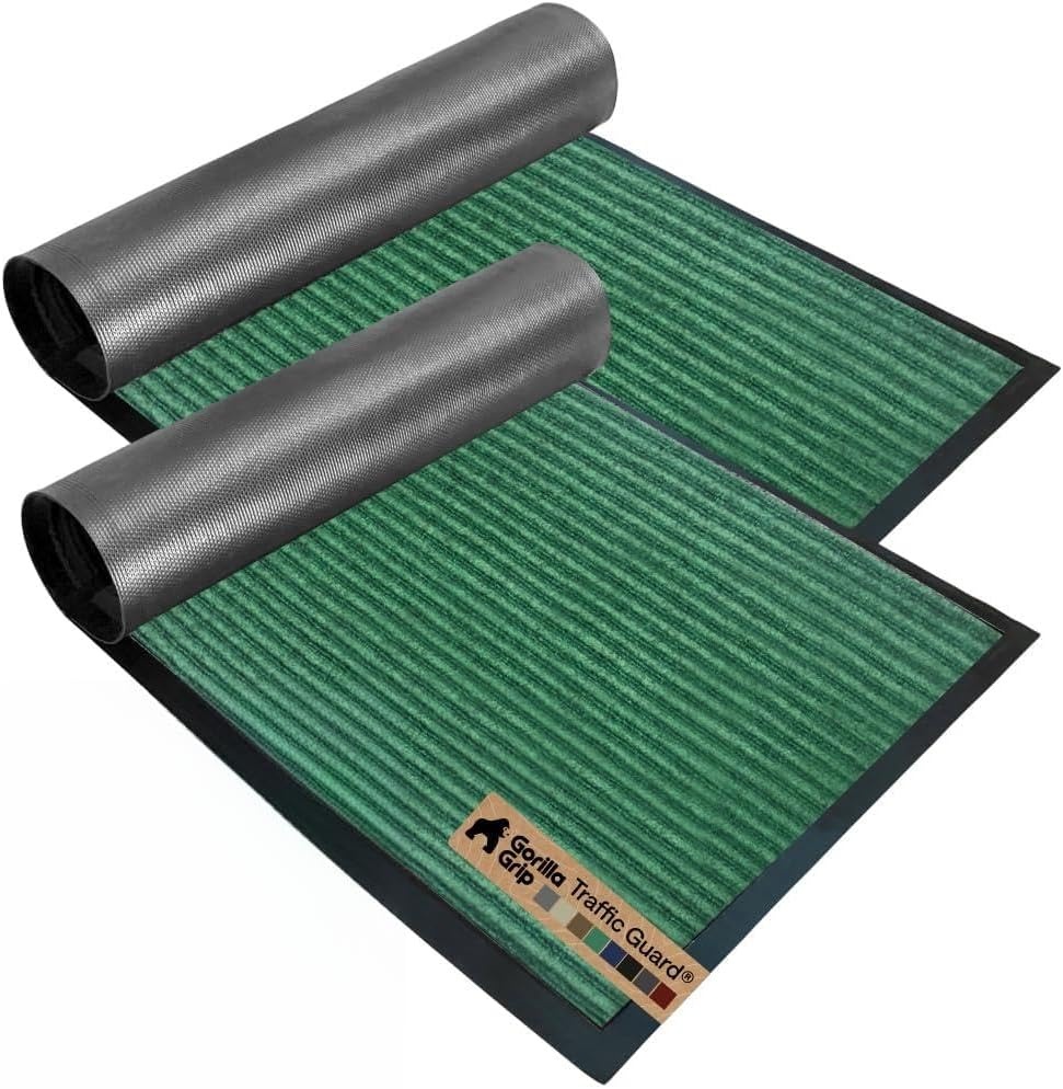 image:imageGORILLA GRIP Waterproof Traffic Guard Door Mat 72x48 Heavy Duty Entryway Floor Mats Strong Backing Commercial Utility Rugs Office Hallway Garage Home Low Profile Carpet Runner BlackGreen
