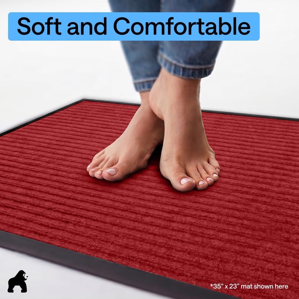image:imageGORILLA GRIP Waterproof Traffic Guard Door Mat 72x48 Heavy Duty Entryway Floor Mats Strong Backing Commercial Utility Rugs Office Hallway Garage Home Low Profile Carpet Runner BlackRed