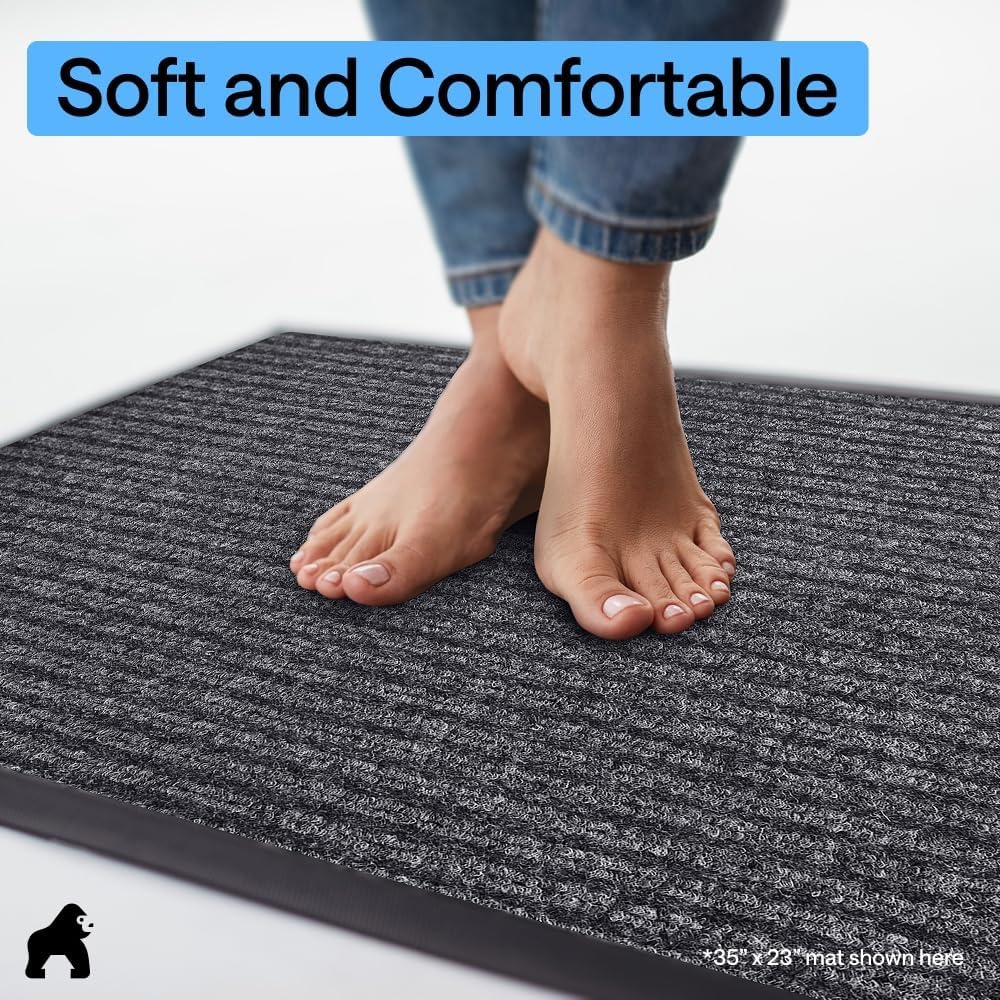 image:imageGORILLA GRIP Waterproof Traffic Guard Door Mat 72x48 Heavy Duty Entryway Floor Mats Strong Backing Commercial Utility Rugs Office Hallway Garage Home Low Profile Carpet Runner BlackCharcoal Gray